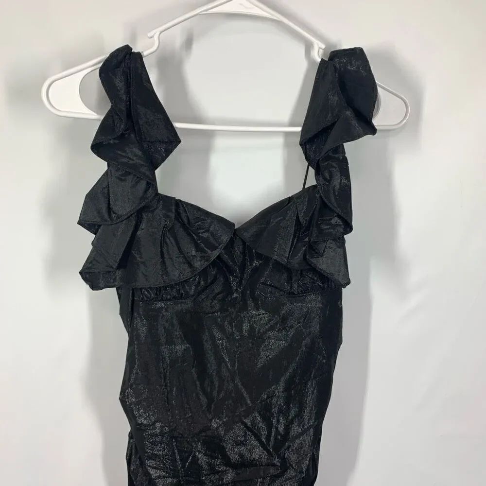 Nicole Miller Collection black gathered dress party prom size 10